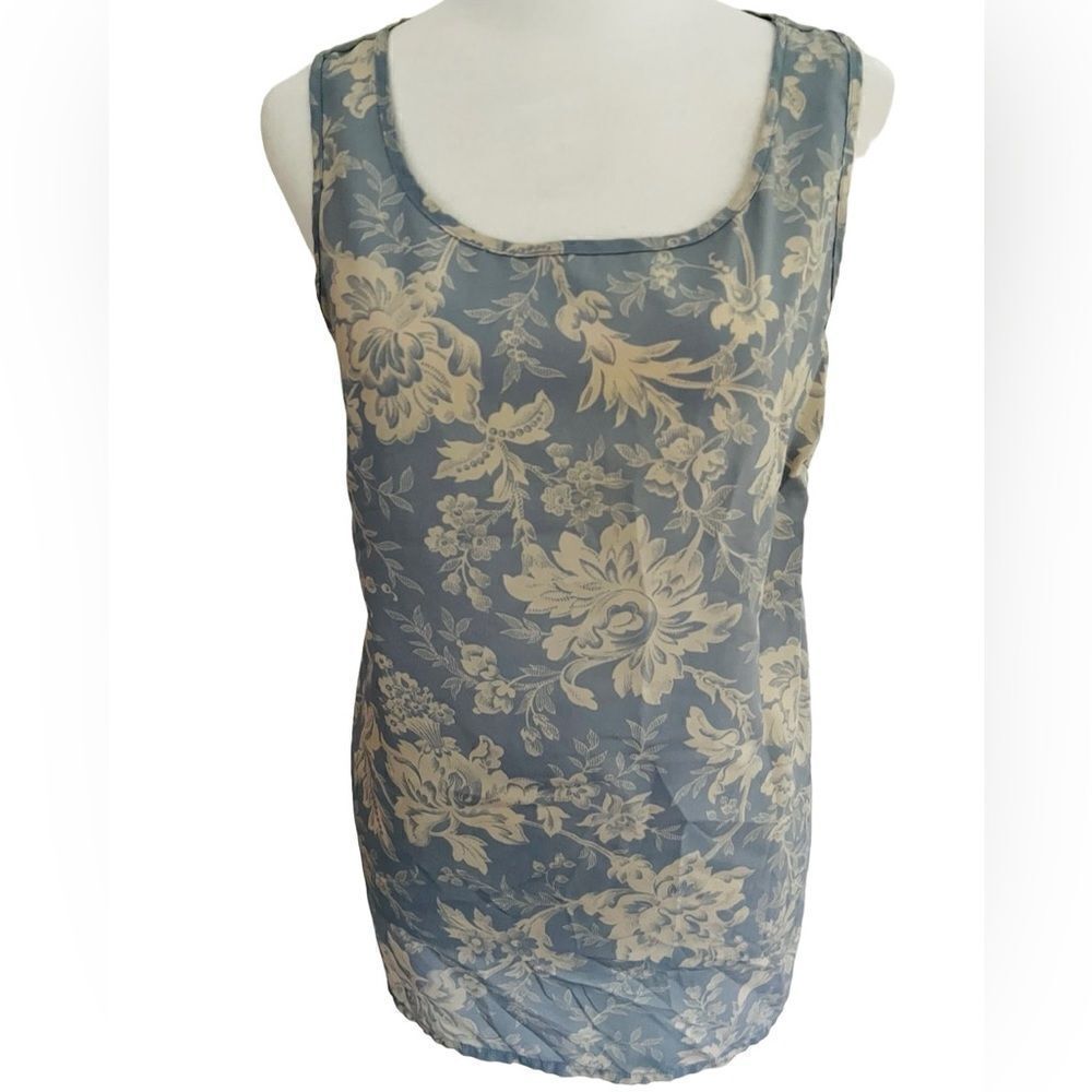 Ann Taylor floral tank, polyester in front, cotton/modal knit in back sz M